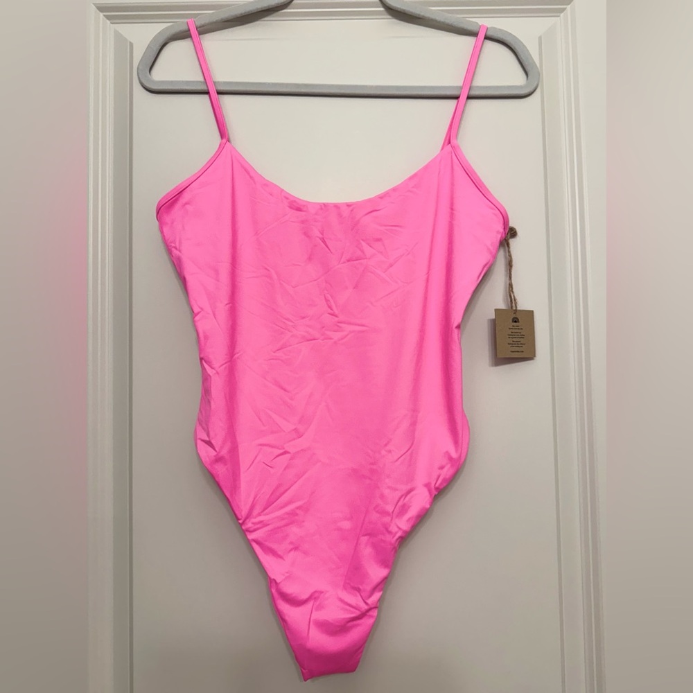 NWT Toast Swim Free People Solid High Cut Pink One Piece Swimsuit - XL - Picture 4 of 9